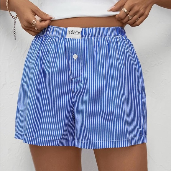 Blue Striped Women's Boxer Shorts M - Picture 2 of 4